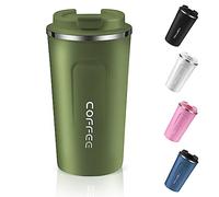 EALLEN Travel Mug with Leakproof Lid Reusable Insulated Coffee Cup for Hot & Cold Drinks/Tea Portable Stainless Steel Thermal Takeaway Travel Coffee Mug for Car/Outdoor/Picnic/Office/School(Green)