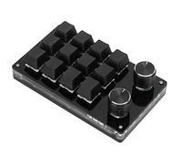 EALRIDV One Handed Keyboard, 12 Key,Settable Knob,Mini Keyboard,Memory Function,Computers and Accessories,for Office,Music, Media, Industrial Control, Laboratory,White & Black (All Black)