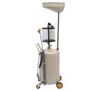 Ealtqund 18 Gallon Waste Oil Drain Drainer Tank 80L Portable Air Operated Fluid Drain Disposal with 10L/2.2Gal Measuring Cup Heavy Duty Collecting Pan Tools for Engine Gear Oils and Other Fluid, White