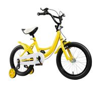 Ealtqund Kids Bike 16 Inch Balance Bike Children’s Bicycle for 4-8 Years Old with Training Wheels Adjustable Seat and Handlebars, Dual Brakes, Anti-Slip Tires Carbon Steel Frame, Yellow