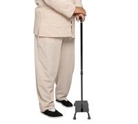 Ealtqund Stair Climbing Walking Stick 2-in-1 Adjustable Cane with Quad Base (150kg Load) for Elderly & Mobility Support, Non-Slip Feet