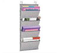 Eamay 4 Pocket Over The Door Wall Mount Hanging File Organizer, Office Supplies Storage Hanging Folder Organizer for School Paper, Office Contract,Planner，Wave Pattern