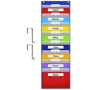 Eamay Hanging File Folder Organizer, Storage Pocket Chart with 8 Pockets, 2 Hangers Cascading Wall Organizer for Home Bill Filing, Mail Organizer, Wall Mounted File Folders