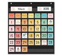 Eamay Rainbow Colorful Calendar Pocket Chart for Kids,Preschool Kindergarten Classroom Elementary Must Haves,Classroom Decorations Decor,Homeschool Teacher Supplies,Back to School Supplies