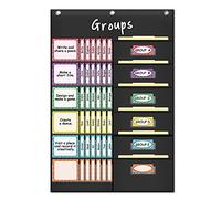 Eamay Small Group Management Pocket Chart with 84 Cards to Keep Small Groups Organized and On Task, Classroom Jobs Pocket Chart and Teacher Must Haves (BLACK)