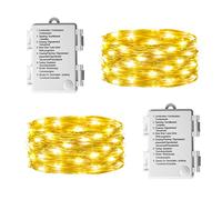 Eambrite 2 Pack Fairy Lights Battery Operated with 8 Modes 50 LEDs String Lights 5m Copper Wire Light Waterproof for Outdoor Garden Decor, Indoor Wedding Party Bedroom Decorations (16ft, Warm White)