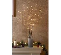 EAMBRITE 2PK 75cm Christmas Decorative Twig Lights Snow Frosted Garden Stake Lights with 50 Warm White LEDs Battery Powered Lighted Branches for Indoor and Outdoor Use