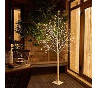 EAMBRITE 6FT White Christmas Tree Lights Pre-Lit Birch Twig Tree with 288 Warm White LEDs Mains Powered Tree Decorations Waterproof for Christmas Home Party Wedding