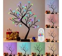 Eambrite Cherry Blossom Tree Lamp Flower, 36 Led Twinkling Spirit Tree Colour Changing, Brown Twig Tree Christmas Decorations Indoor Home Bedroom Tabletop Decoration (USB/Battery Powered, 17.5inch)