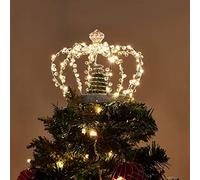 EAMBRITE Christmas Crown Tree Topper Twinkling Jewelled Crown with 60 Warm White LEDs Plug in for Christmas Tree Decorations