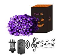 Eambrite Halloween Lights 20m 200 LED Purple Fairy Lights Plug in with Horror Halloween Music Sync Waterproof Outdoor String Lights Decorations for Garden Home Haunted House Décor- Black Cable