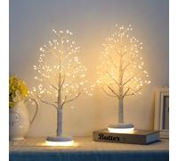 Eambrite Set of 2 Rechargeable Christmas Tree with 144 Lights, Twig Trees with 6 Modes, Timer & Dimmable Control, Lighted Trees for Indoor Decor, Tabletop Christmas Decorations for Home (50cm)