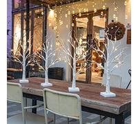 EAMBRITE Set of 4 Twig Tree with Lights Battery Operated Indoor Christmas Decorations Table Twig Christmas Tree with 24 Warm White LEDs Table Decoration for Easter Xmas Home Party Wedding (60cm/2ft)