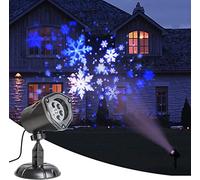 Eambrite Snowflake Projector Light LED White/Blue Rotating Snowfall Landscape Projection Decorative Christmas Lights for Birthday Wedding Theme Party Garden Home Winter Outdoor Indoor Decor