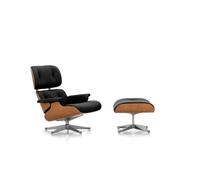 Eames Armchair With Ottoman Cherry/66 Nero/Aluminium