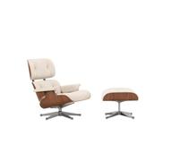 Eames Armchair With Ottoman Natural Walnut/72 Snow/Aluminium