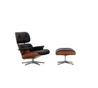Eames Armchair With Ottoman Santos Palisander/Black Leather