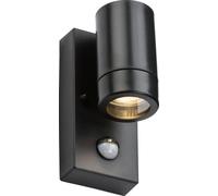 Eamon - 230V IP44 GU10 Polycarbonate Single Wall Light with PIR - Black