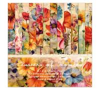 EAMOTOL Vintage Floral Scrapbook Paper Pad, 24 Sheets 6''x 6'' Flowers Patterned Designed Decorative Decoupage for Wedding Folded Card Material Gift Wrapping Planners Journals DIY Crafts Photo Album