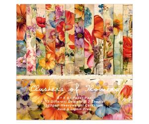 EAMOTOL Vintage Floral Scrapbook Paper Pad, 24 Sheets 6''x 6'' Flowers Patterned Designed Decorative Decoupage for Wedding Folded Card Material Gift Wrapping Planners Journals DIY Crafts Photo Album