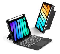 EAMPANG Case with Trackpad Keyboard for iPad mini 7th(A17 Pro, 2024)/6th Generation 8.3 inch,7-Color Backlit Wireless Keyboard Magnetic Detachable Multi-Angle Stand Cover for iPad mini 6 7 Black