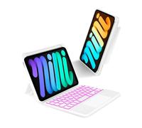 EAMPANG Case with Trackpad Keyboard for iPad mini 7th(A17 Pro, 2024)/6th Generation 8.3 inch,7-Color Backlit Wireless Keyboard Magnetic Detachable Multi-Angle Stand Cover for iPad mini 6 7 White