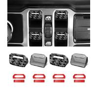 Eamplest Compatible with Jeep Wrangler JL JLU 2025-2018&Gladiator JT 2020-2025 Interior Accessories Upgraded Window Switch Button Cover 4PCS (Black