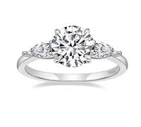 EAMTI 2CT 925 Sterling Silver Engagement Rings for Women Round Cut 3-Stone Promise Rings for Her Cubic Zirconia CZ Wedding Bands Size 3-11, Metal, Cubic Zirconia