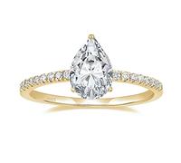 EAMTI 2CT 925 Sterling Silver Engagement Rings Pear Cut Cubic Zirconia CZ Wedding Promise Rings for Her Stunning Teardrop Wedding Bands for Women Size 3-11, Metal, Cubic Zirconia