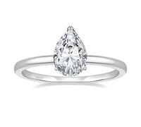 EAMTI 2CT 925 Sterling Silver Engagement Rings Pear Cut Cubic Zirconia CZ Wedding Promise Rings for Her Stunning Teardrop Wedding Bands for Women Size 3-11, Sterling Silver, Cubic Zirconia