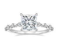 EAMTI 2CT 925 Sterling Silver Ring Princess Cut CZ Engagement Ring Marquise & Round Cubic Zirconia Wedding Band for Women Size 3-13, Metal, Cubic Zirconia