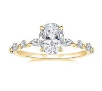 EAMTI 3 Carats 925 Sterling Silver Ring Oval Cut Cubic Zirconia Engagement Solitaire Halo Promise Ring for Women Size 3-13, 13, Metal, Cubic Zirconia