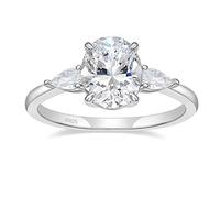 EAMTI 3CT 925 Sterling Silver Engagement Rings 3-Stone Oval Cut Cubic Zirconia CZ Wedding Promise Rings for Her Wedding Bands for Women Size 3-11, 8 UK, Sterling Silver, Cubic Zirconia