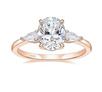 EAMTI 3CT 925 Sterling Silver Engagement Rings 3-Stone Oval Cut Cubic Zirconia CZ Wedding Promise Rings for Her Wedding Bands for Women Size 3-11, Metal, Cubic Zirconia