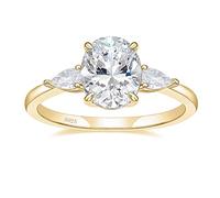 EAMTI 3CT Engagement Rings 3-Stone Oval Cut Cubic Zirconia CZ Wedding Promise Rings for Her Wedding Bands for Women Size 3-11, 5.5, Sterling Silver, Cubic Zirconia