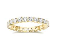 EAMTI 3mm Wedding Bands for Women Round Cut CZ Promise Engagement Rings Travel Full Eternity Band Stackable Ring Size 3-11, 5 UK, Metal, Cubic Zirconia