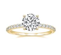 EAMTI 925 Sterling Silver 1.2 CT Round Solitaire Cubic Zirconia Engagement Ring Halo Promise Ring Size 3-13, 5, Sterling Silver, Yellow Gold, Cubic Zirconia