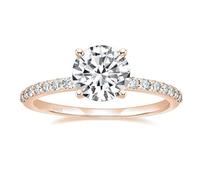 EAMTI 925 Sterling Silver 1.2 CT Round Solitaire Cubic Zirconia Engagement Ring Halo Promise Ring Size 3-13, Metal, Cubic Zirconia