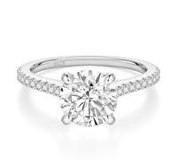 EAMTI 925 Sterling Silver 1.25 CT Round Solitaire Cubic Zirconia Engagement Ring Halo Promise Ring Size 3-13, talla 7.5, Crystal, Cubic Zirconia