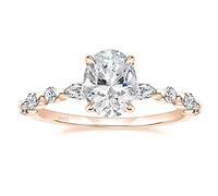 EAMTI 925 Sterling Silver Engagement Rings for Women Oval Cut, 5.5 UK, Metal, Cubic Zirconia