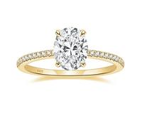 EAMTI 925 Sterling Silver Engagement Rings for Women Oval Cut | Travel Rings, 3CT, Solitaire, Cubic Zirconia CZ, Stunning Wedding Bands, Promise Ring for Her, Hidden Halo, 14K Gold Plated