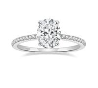 EAMTI 925 Sterling Silver Engagement Rings for Women Oval Cut | Travel Rings, 3CT, Solitaire, Cubic Zirconia CZ, Stunning Wedding Bands, Promise Ring for Her, Hidden Halo, 14K Gold Plated