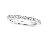 EAMTI 925 Sterling Silver Wedding Band for Women Cubic Zirconia Marquise & Round Milgrain Half Eternity Stackable Ring Size 5-10, 4.5 UK, Metal, Cubic Zirconia