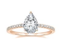 EAMTI Engagement Rings Made from 925 Sterling Silver, 2 Carat, Pear Cut, Cubic Zirconia, Wedding Rings for Women, Stunning Drop Shape, Bridal Rings for Ladies, Size 3-13, Metal, Cubic Zirconia