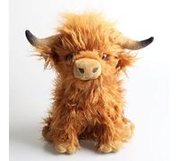 eamve 10inch Highland Cow Stuffed Animals Plush Toy,Realistic Scottish Doll,Highland Bull Animal Toy,Soft Cuddly Plushies Farm Toy for Home Decor Gift, Brown (eamve320-08)