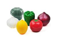 eamve 6pack Fruit and Vegetable Storage Containers,Vegetable Shaped Savers,Refrigerator Vegetable Crisper for Tomato,Onion,Garlic,Lemon,Green pepper and Broccoli Containers Holder,Food Storage Keepe