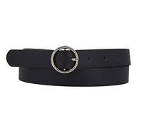 EANAGO Vegan Belt for Women - Modern Ladies Belt with Solid Metal Buckle (Black, Belt Size 65cm (Total Length 80cm))