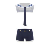Eandarui Adult Men Male Cosplay Sailor Costume Honeymoon Carnivals Couple Games Valentine's Day Gift Navy Blue L