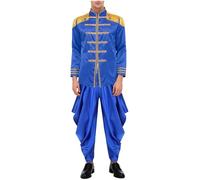 Eandarui Adult Sgt Sergeant Pepper Top Harem Pants Suit Arab Prince Outfit Retro 70s 80s Hippie Costume Rave Royal Blue S