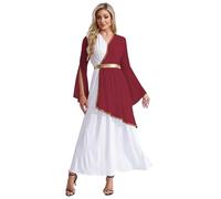 Eandarui Adult Women Grecian Adult Costume Dress for Halloween Costumes Senator Caesar Costume Robe Burgundy 3XL